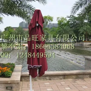 Brushed Wooden Cap Outdoor Umbrella Hotel 3m Pole Hexagonal Shape thumbnail-3