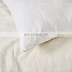 Luxury in Stock Double Layer Organic Cotton Comforter Muslin Ultra Soft Comforter Set Bedding Set With Shams thumbnail-7