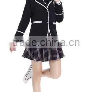 Made in China Black Suit Jacket Plus Mini Skirt School Uniform for Girl thumbnail-1