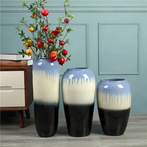 Jingdezhen Simple Modern Countryside Style Large Black Yellow Ceramic Vase For Garden thumbnail-1