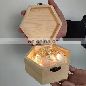 Lipstick Perfume Birthday Gift Box Small Size Hexagonal Wooden Boxes With Lock thumbnail-3