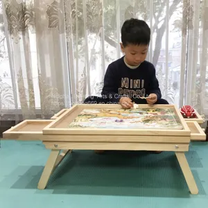 Wooden Jigsaw Puzzle Table Wooden Portable Puzzle Board Puzzle Table thumbnail-1