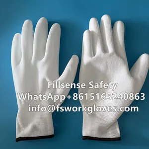 13Gauge Grey Polyester Liner Grey PU Coated Gloves PU/Polyurethane Coated Working Gloves thumbnail-3