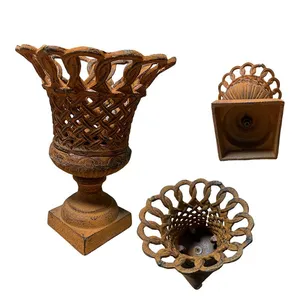 Antique Style Garden Planter Antique Brown Cast Metal - Flower Pot Plant Pot thumbnail-2