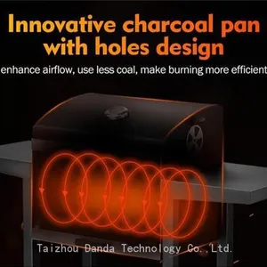 Portable Double-Side Plate BBQ Grill Trolley Easy Cleaning Powder Coated Steel Material Outdoor Garden Camping Smoking Grilling thumbnail-2
