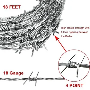 Galvanized Steel Farm Wire Stainless Steel Barbed Wire Rolled Fencing for Prisons thumbnail-2