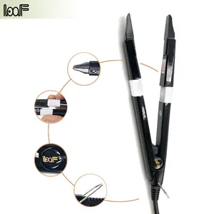 LOOF Black Mini Adjustable Temp Keratin Hair Extension Iron Tools Multi-Function Hair Connector Sharp Flat Stainless Steel thumbnail-2