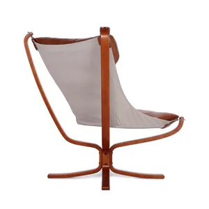 Falcon Chair With Ottoman Vatne Replica Mid-Century Leather Lounge Chair Set thumbnail-4