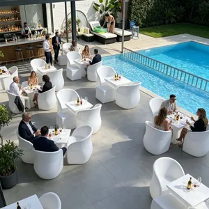 LED Outdoor Luminescent Plastic Furniture, European Minimalist Style Hotel Table and Chair Set UV Protection thumbnail-2