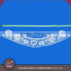 High Quality Wholesale Custom White Crochet Embroidery Neck Trim Ladies Blouse With Collar thumbnail-2