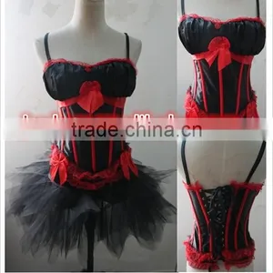 Wholesale Junhou Brand Ladies Strap Red Black Corset With Padded Bra thumbnail-1