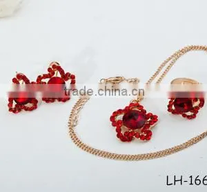 Bridal Ruby Red Necklace Earring Set Lateat Design Jewelry Set thumbnail-1