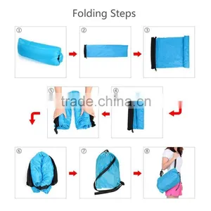 New Fashion Multicolor Outdoor Nylon Beach Lounger Inflatable Sofa Air Filled Balloon Furniture With Carry Bag Lazy Sleeping Bed thumbnail-6