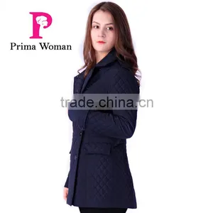 2016 Spring New Design Long Slim Fit Women Lapel Parka thumbnail-4