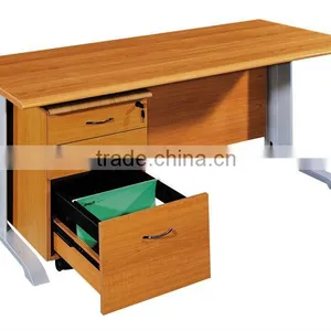 High Quality Fireproof Board With Aluminum Feet With Moveable Cabinet Office Writing Desk Study Table Computer Desk thumbnail-1