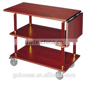 Three Layers Wood Tea Trolley, Antique Wooden Serving Trolley thumbnail-5