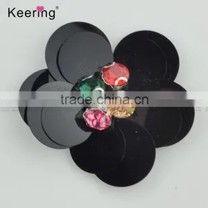 2017 Spring Black Sequin Flower Design Applique for Women WPHB-002 thumbnail-1