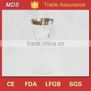 Drinkware Glass Stemware Thick Rustic Wine Glass With Gold Rim thumbnail-1