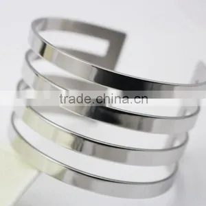 Fashion Hollow Out Stainless Steel Opening Cuff Bangle Bracelet thumbnail-2