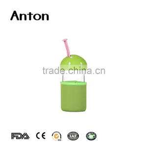 10oz Custom LOGO Colorful Glass Water Bottle With Mushroom Shape Lid Glass Sports Bottle With Silicon Sleeve thumbnail-3