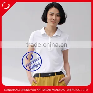 Wholesale 100 Cotton Plain White Polo t Shirt for Women thumbnail-1