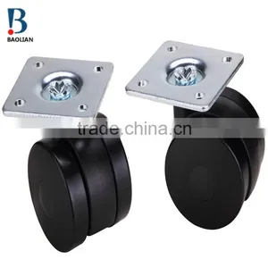 2016 Shenzhen Hot-sale 2 Inches Black Nylon Plate Swivel Plastic Furniture Caster Double Wheels for Suitcase thumbnail-2