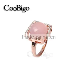 Fashion Jewelry Rose Gold Plated Pink Stone Ring Girl Wedding Party Show Gift Dresses Apparel Promotion Accessories thumbnail-3