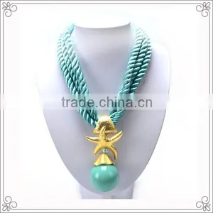 Green Cord Vintage Alloy Resin Jewelry Necklaces For Unisex thumbnail-1