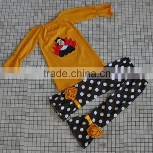 CHEVRON RUFFLED WESTERN KIDS TURKEY THANKSGIVING OUTFITS thumbnail-5
