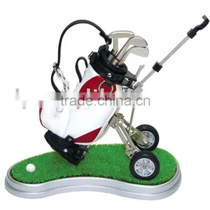 Golf Penholder With Cart Lawn and Three Metal Pens thumbnail-1