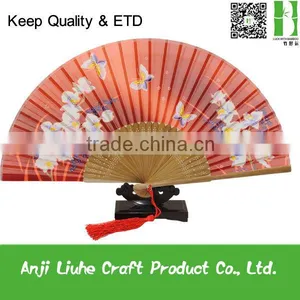 Orange Japanese Design Silk Hand Fan thumbnail-1