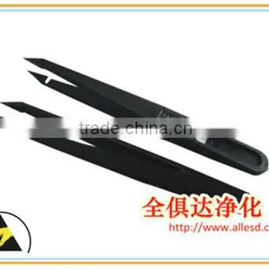 ESD Series Black Anti-static Stainless Steel Tweezers thumbnail-5