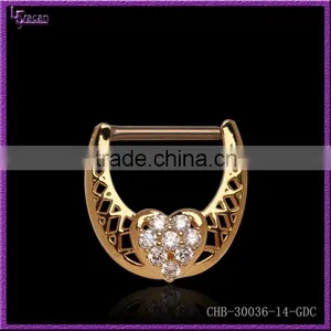 14G 316L Surgical Steel Hear Shape Nipple Shield Nipple Piercing thumbnail-3