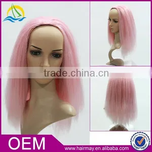 Pink Lace Front Hair Wig Synthetic U Part Braided Lace Front Wigs Long Design thumbnail-1