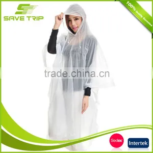 Eco-friendly Material Colorful Emergency Waterproof Disposable PE Poncho With Hood thumbnail-6