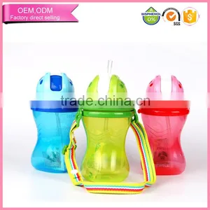 New and Hot Kid Children pp 300ml Straw School Drinking Bottle With Adjustable Rope thumbnail-1