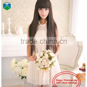 Neat Bang Shave Hair High Temperature Silk Fluffy Long Straight Wig Set Of Spot Female Wig thumbnail-4