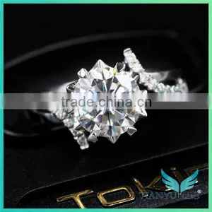 Moissanite 3 ct Yellow Gold Engagement Ring Rope Band Moissanite Jewelers thumbnail-6