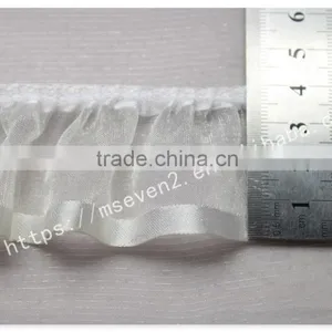 High Quality 4cm Width Folded Organza Fabric Trim in Silver thumbnail-5