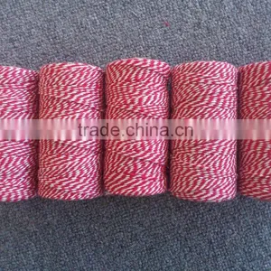 Red and White Striped Color Cotton Twine for Chrismas Day Gift Packing 1.5mm Baker's Twine thumbnail-1