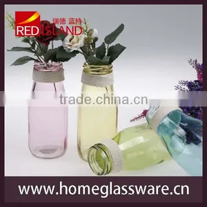 New Design Small Glass Milk Bottle Juice Bottle With String 11oz thumbnail-3