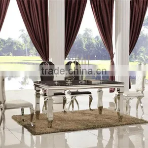 TH376 Modern Steel Frame Marble Dining Table thumbnail-1