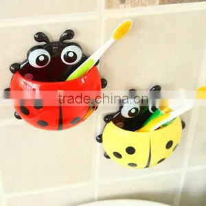 J333 Plastic Cartoon Beetle Toothbrush Holder Bathroom Set With Four Strong Suction Cup thumbnail-2
