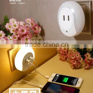 Creative Dual Usb Charger Socket / Led Sensor Night Light / Smart Home Night Lamp With USB Charger Socket thumbnail-1