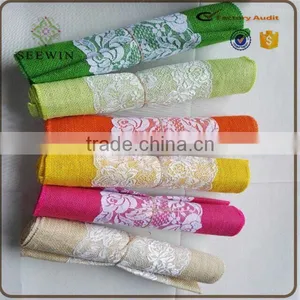 Burlap Table Runner With Lace for Wedding Deco thumbnail-1