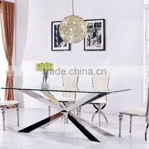 10 People Table Wholesale Simple Design 15mm Tempered Glass Dining Table thumbnail-2