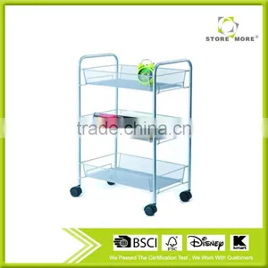 3 Tiers Metal Mesh Document Stationery Cart With 4 Wheels thumbnail-1