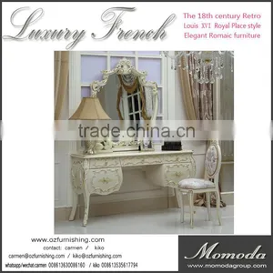 CB8-4 Antique Gold Baroque Solid Wood Carved All Flooring Mirror Bedroom Decoration Standing Mirror thumbnail-1