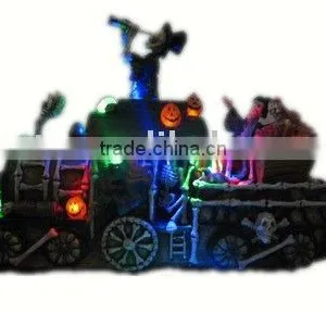 12" Polyresin LED Halloween Decoration With Moving Skull thumbnail-1