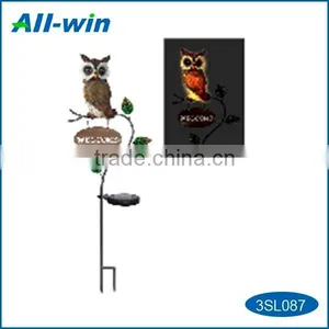 Garden Solar Owl Welcome Metal Stake, Polyresin Iron Owl Solar Light for Garden Use thumbnail-1